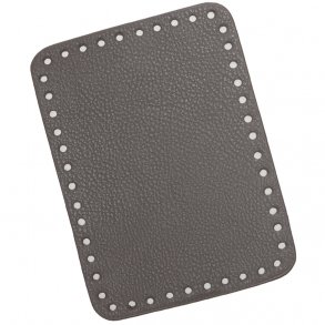 Firkantet lder bund - mrkegr - 19X14cm