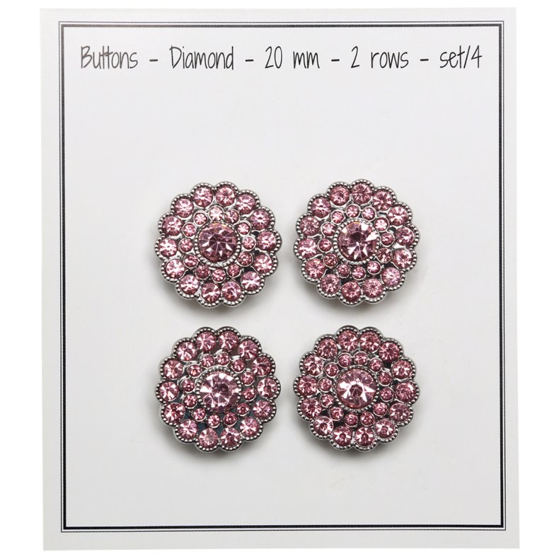 Diamant knapper - Pink- 20mm