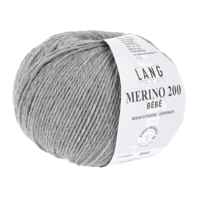 Merino 200 garn 50g. farve nr. 0303 Lys gr meleret