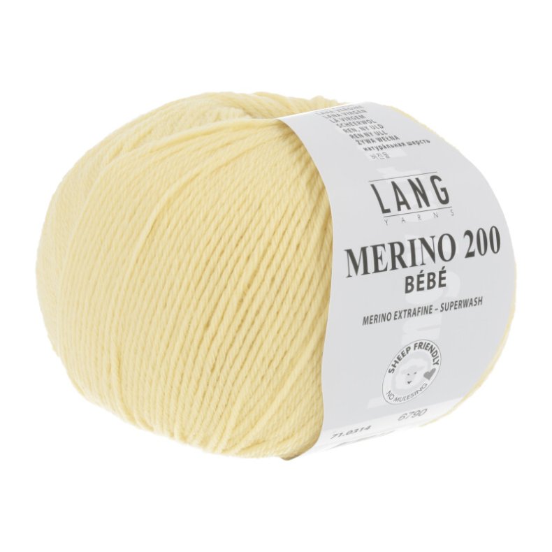 Merino 200 garn 50g. farve nr. 0314 gul