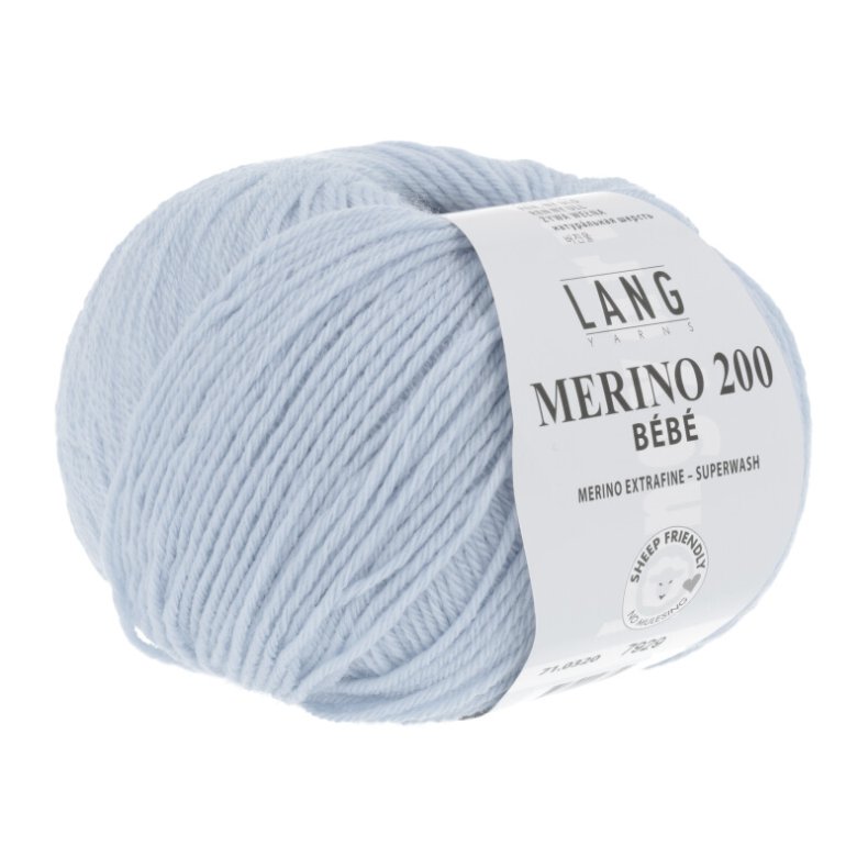 Merino 200 garn 50g. farve nr. 0320 Lysebl