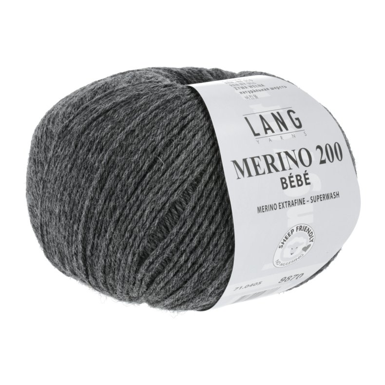 Merino 200 garn 50g. farve nr. 405 Mrkegr Melange