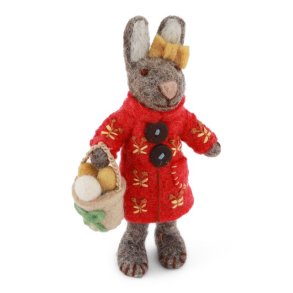Gry & Sif gr� kanin med kurv og p�ske�g