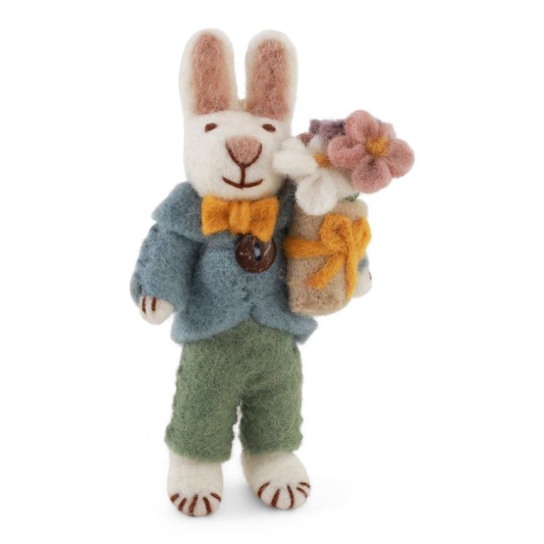 Gry &amp; Sif hvid kanin med buket