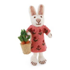 Gry & Sif hvid kanin med kurv og guler�dder