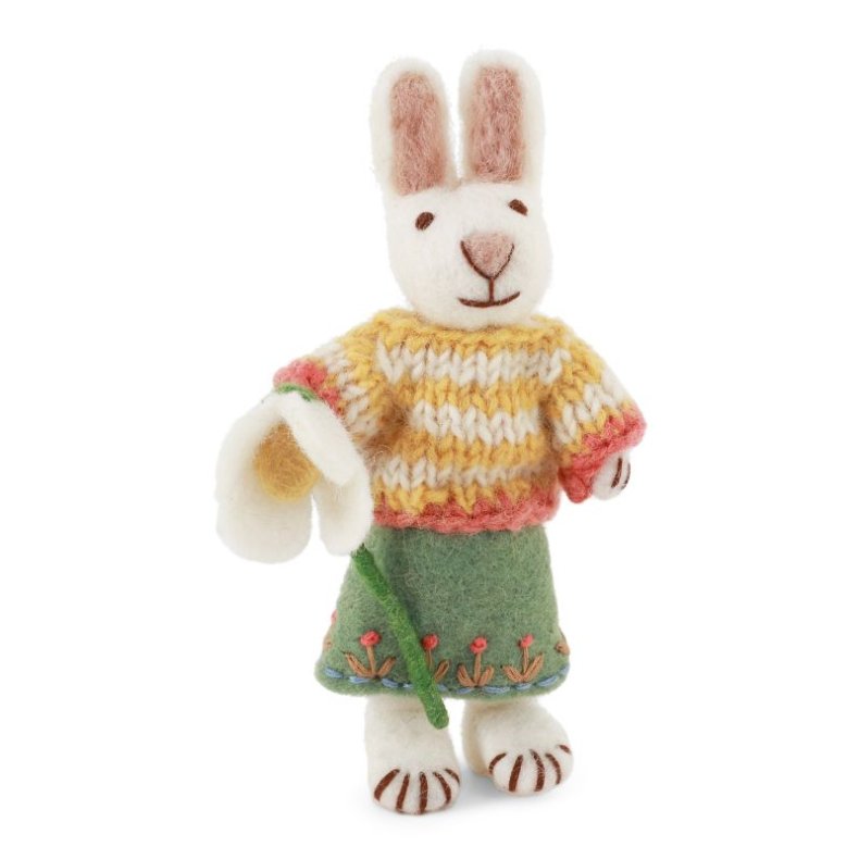 Gry &amp; Sif hvid kanin med p�skelilje