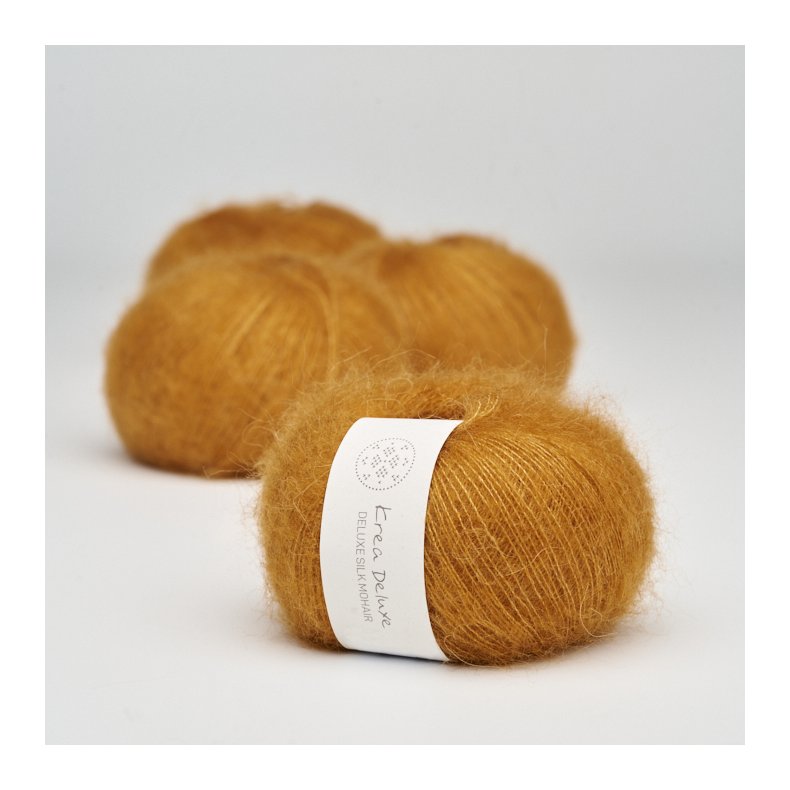 Deluxe Silk Mohair garn 20g. nr. 9 sennepsgul