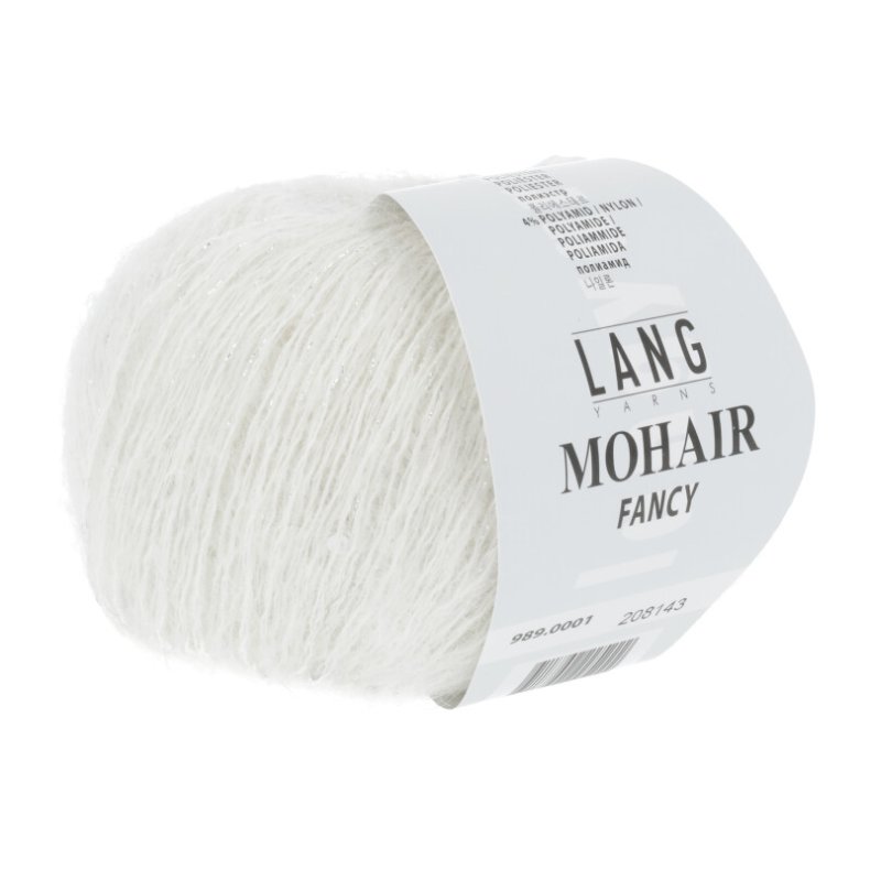 Mohair Fancy garn 25g. farve nr. 0001 Hvid