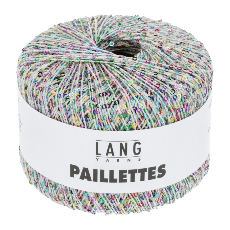 Paillettes garn 25g. farve nr. 0101 Hvid/multicolor