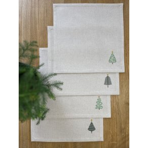 Servietter - grnne trer - broderi